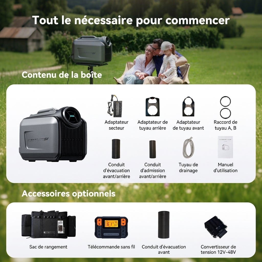 Climatiseur portable Cybertake S2 Pro 5100BTU inverter réversible avec télécommande silencieux camping tente fourgon camping-car 48x26x35.6cm - 7
