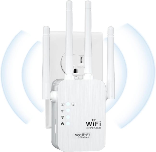 Wzmacniacz WiFi 1200M Dual Band – wzmacniacz ścienny z 4 antenami, wzmacniaczem sygnału i przyciskiem WPS