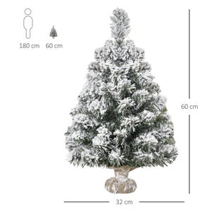 Sapin De Noël Artificiel De Table 50 Cm Avec Effet Neige - 55 Branches, Base En Ciment, Décoration Intérieure Réutilisable