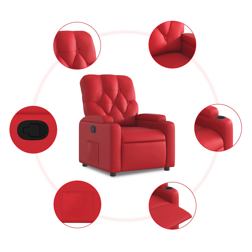Fauteuil inclinable Rouge Similicuir - 5