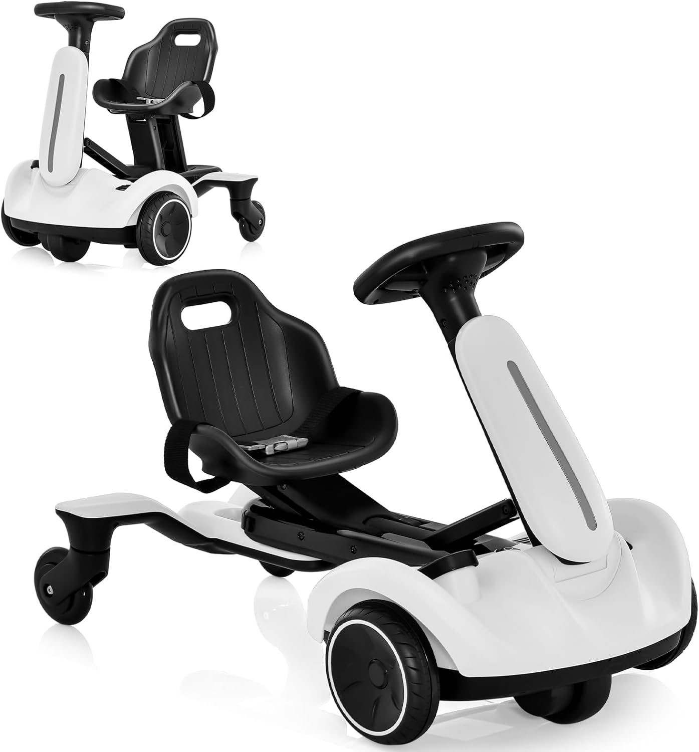 Grand tricycle avec siège réglable, ceinture de sécurité, deux paniers