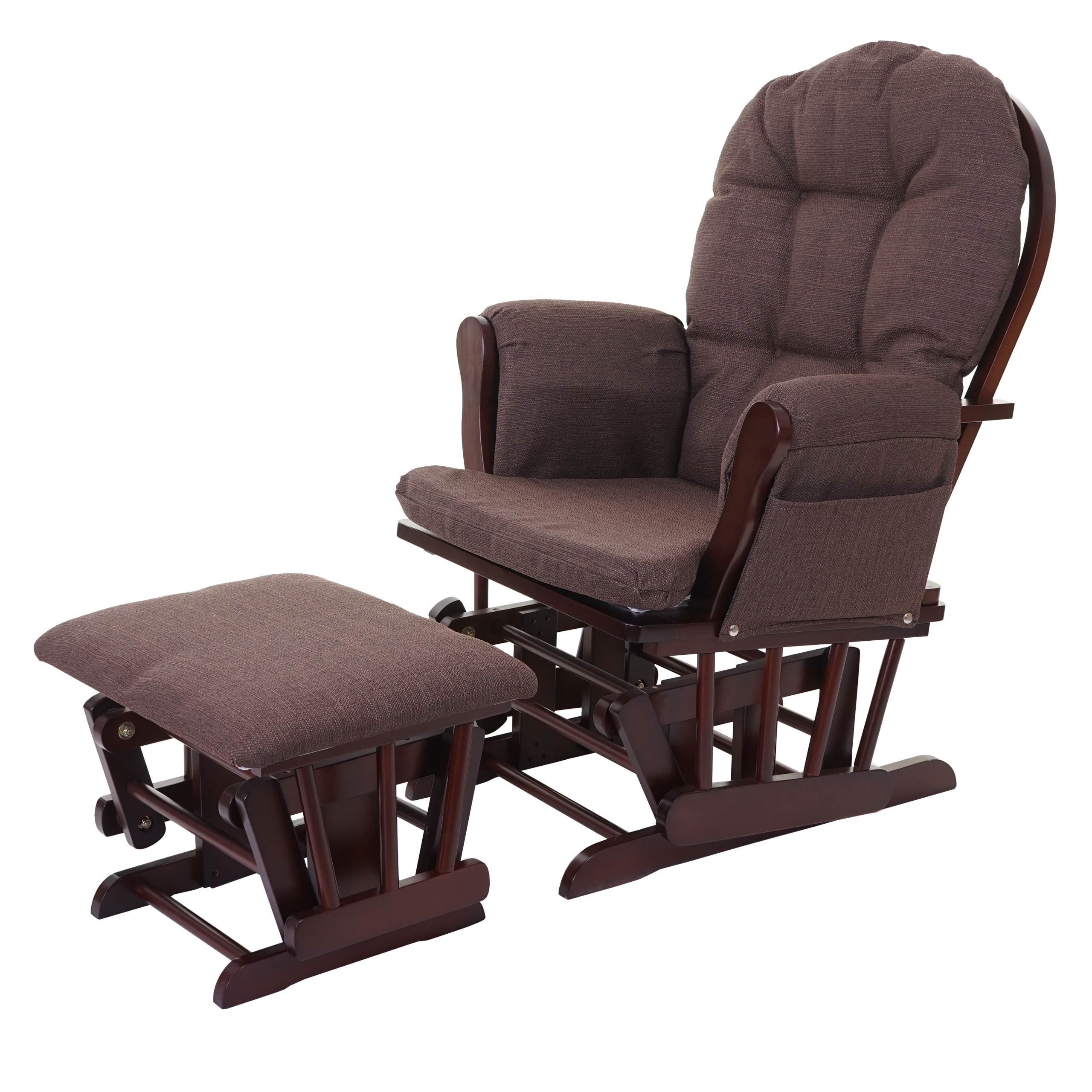 Fauteuil à Bascule Zen En Bois De Bouleau - Chaise Rocking Chair Allaitement Et Détente, Noyer Café