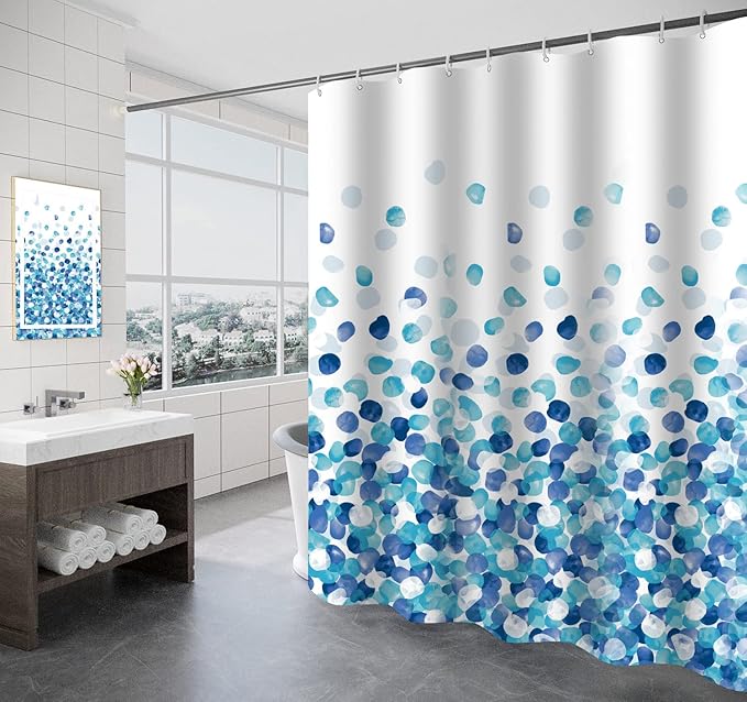 Zasłona prysznicowa 180 x 200 cm, odporna na pleśń, antybakteryjna, bezwonna, motyw niebieskich płatków