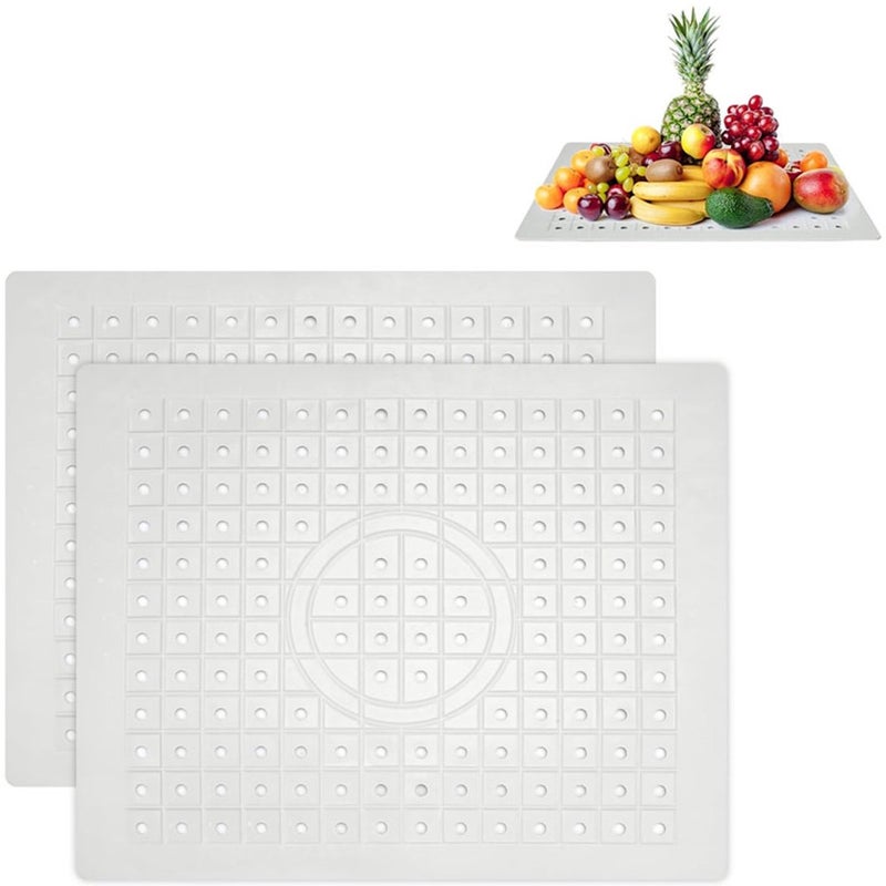 Zestaw 2 mat pod zlew 31 x 26 cm, białe, prostokątne, akcesoria kuchenne, ochraniacze na zlew, podstawki, maty gumowe