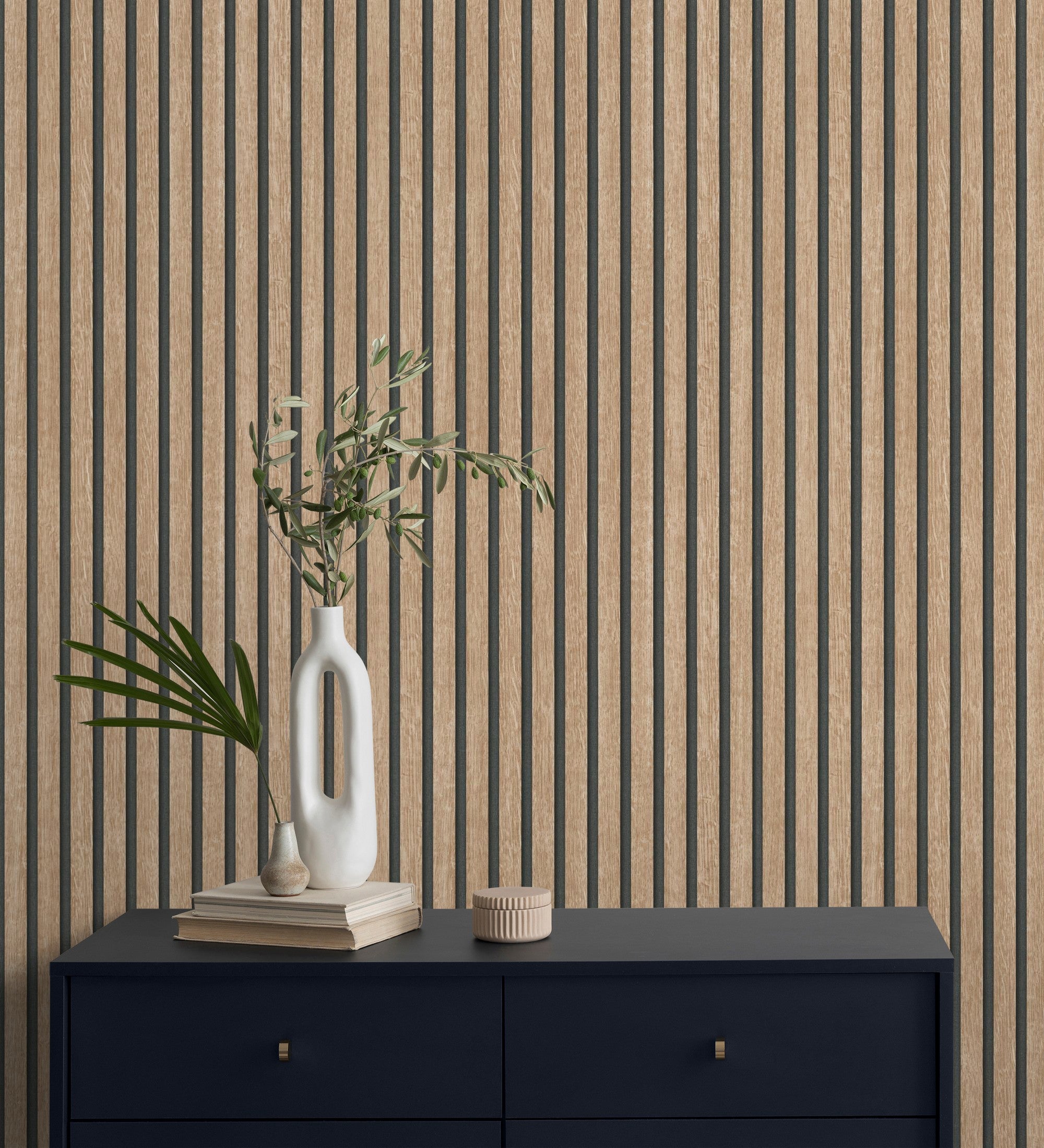 Papier peint lattes de bois naturel imitation design de persienne - Lance Wood Line 682662 de GAULAN - Rouleaux de 10 m x 0,53 m - 3