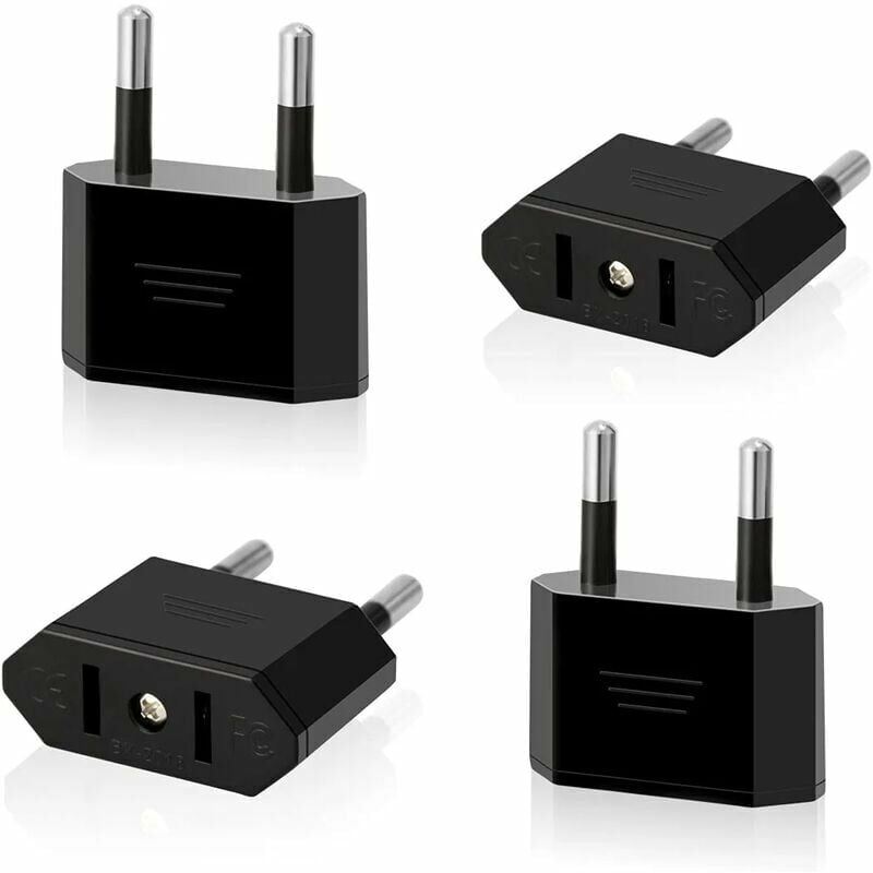 Zestaw 4 adapterów podróżnych z USA do UE, wtyczka z USA na 2-pinowe Euro / Niemcy, wtyczka Ameryka / Kanada / Meksyk, adapter konwertera