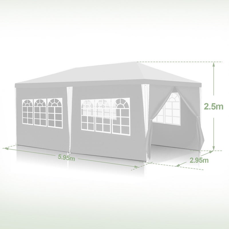 Tente Pavillon Mariages Tente de Jardin – Tente de jardin festive en construction robuste en acier, parfaite pour les mariages 3x6m Blanc - 2