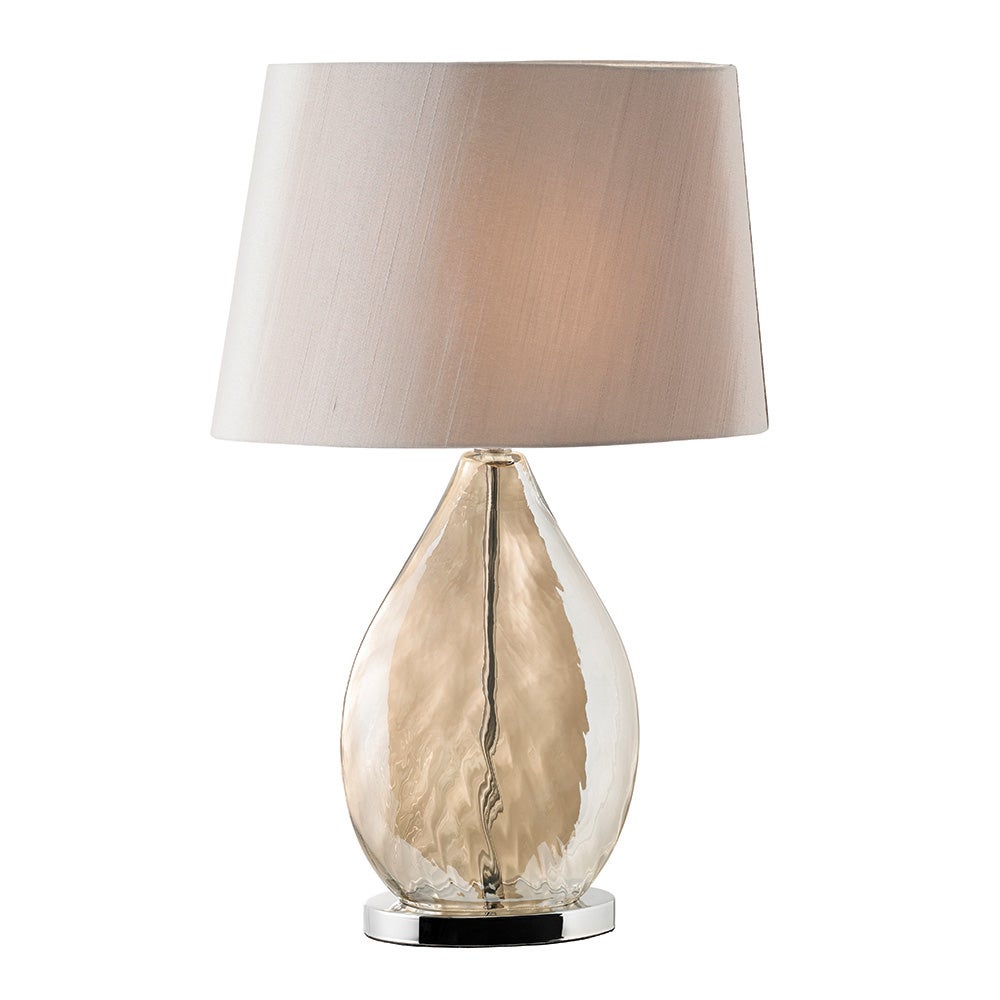 Lampa stołowa szklany dymiony korpus KEW mosiężno-złota 1xE27x10W szkło wym:58,5x40x20cm IP20 Endon