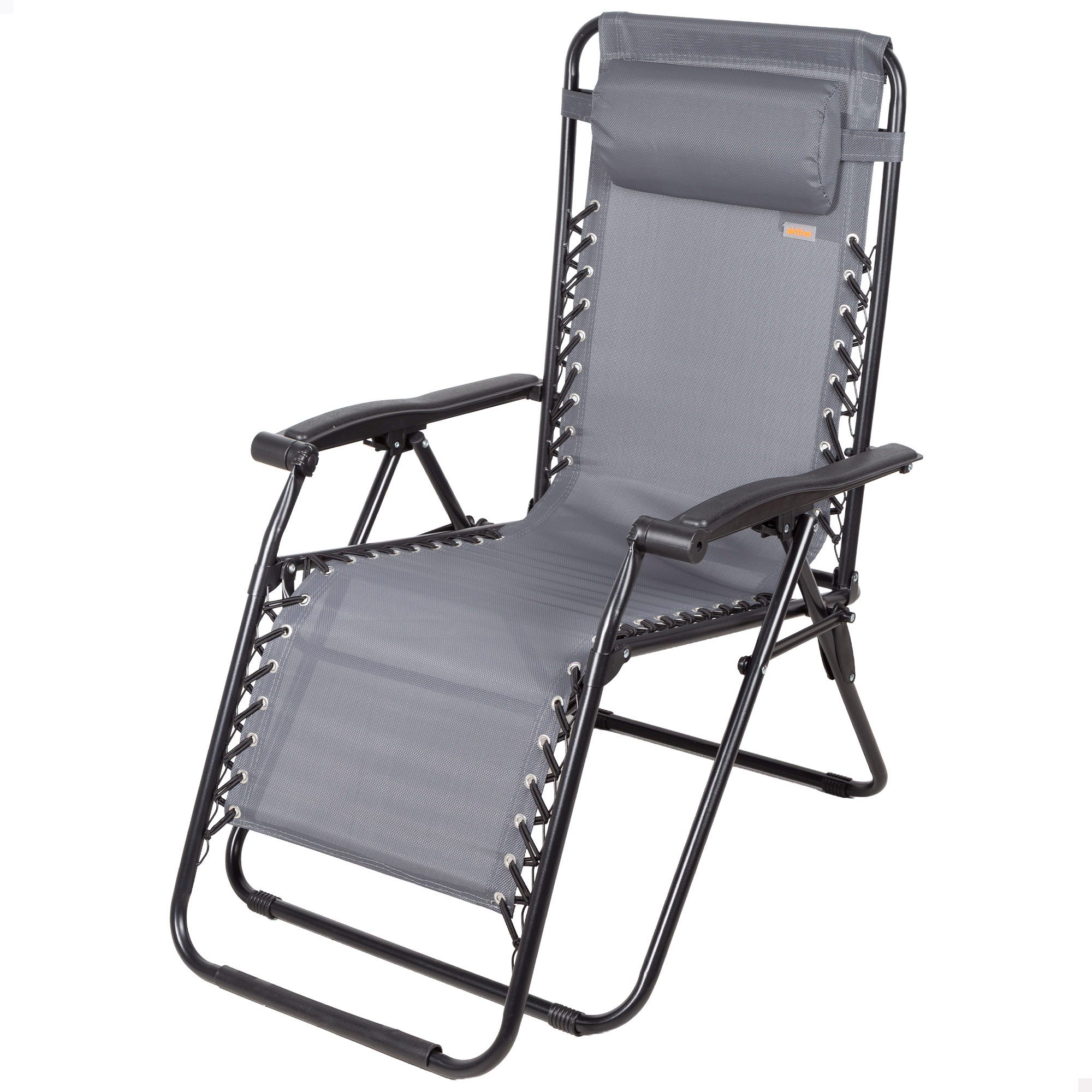 Aktive silla plegable jardín gravedad cero 52x68x104 cm gris 2 posiciones