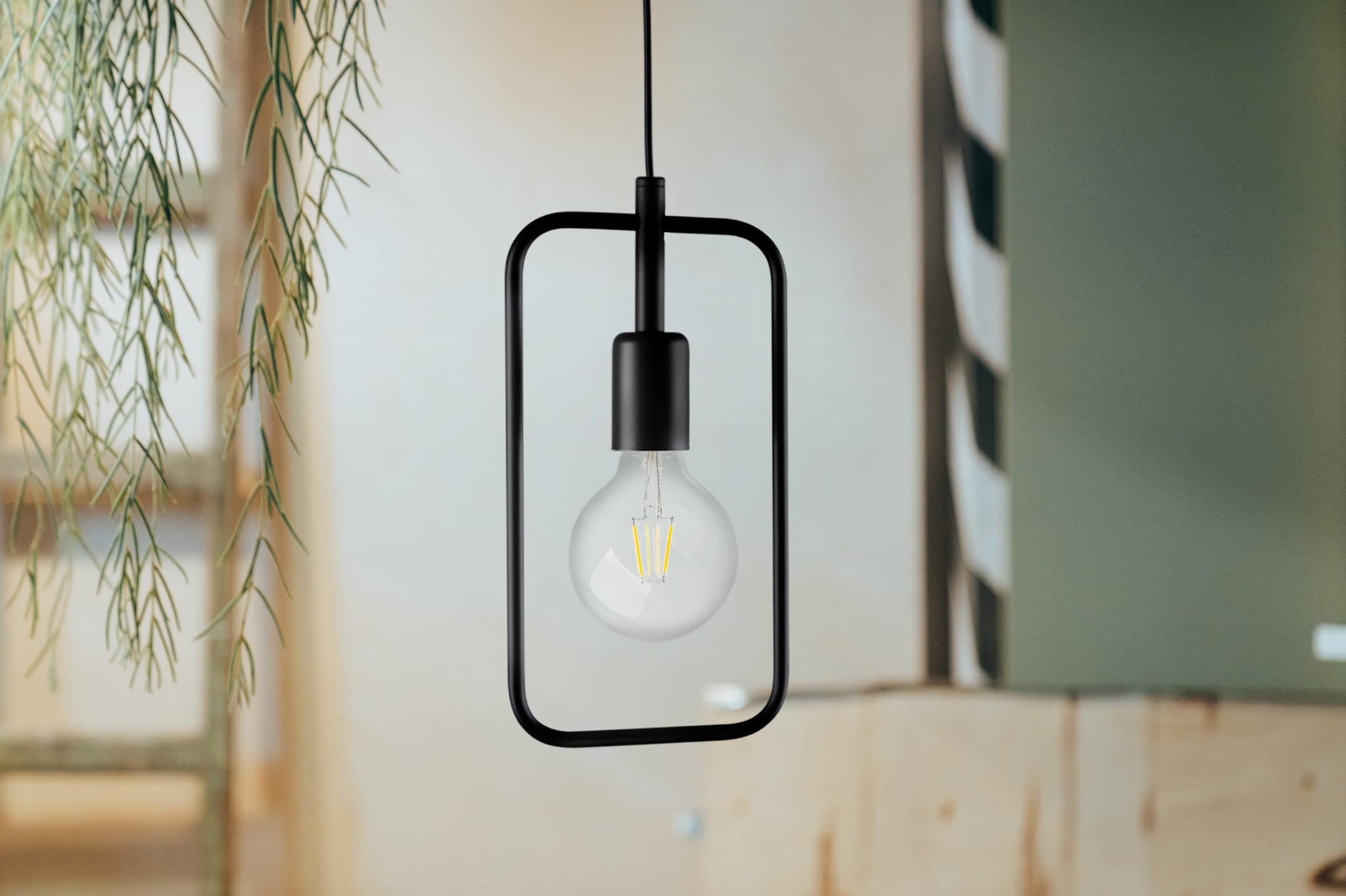 Lampa sufitowa wisząca Tobik czarna 1xE27x60W wym: 90 x 16 x 8 cm metal Kaja
