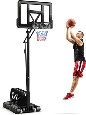VEVOR Canestro Da Basket Portatile – Altezza Regolabile 2,45-3,05 M, Tabellone In PC 111,7 Cm, Base Con Ruote Frenabili