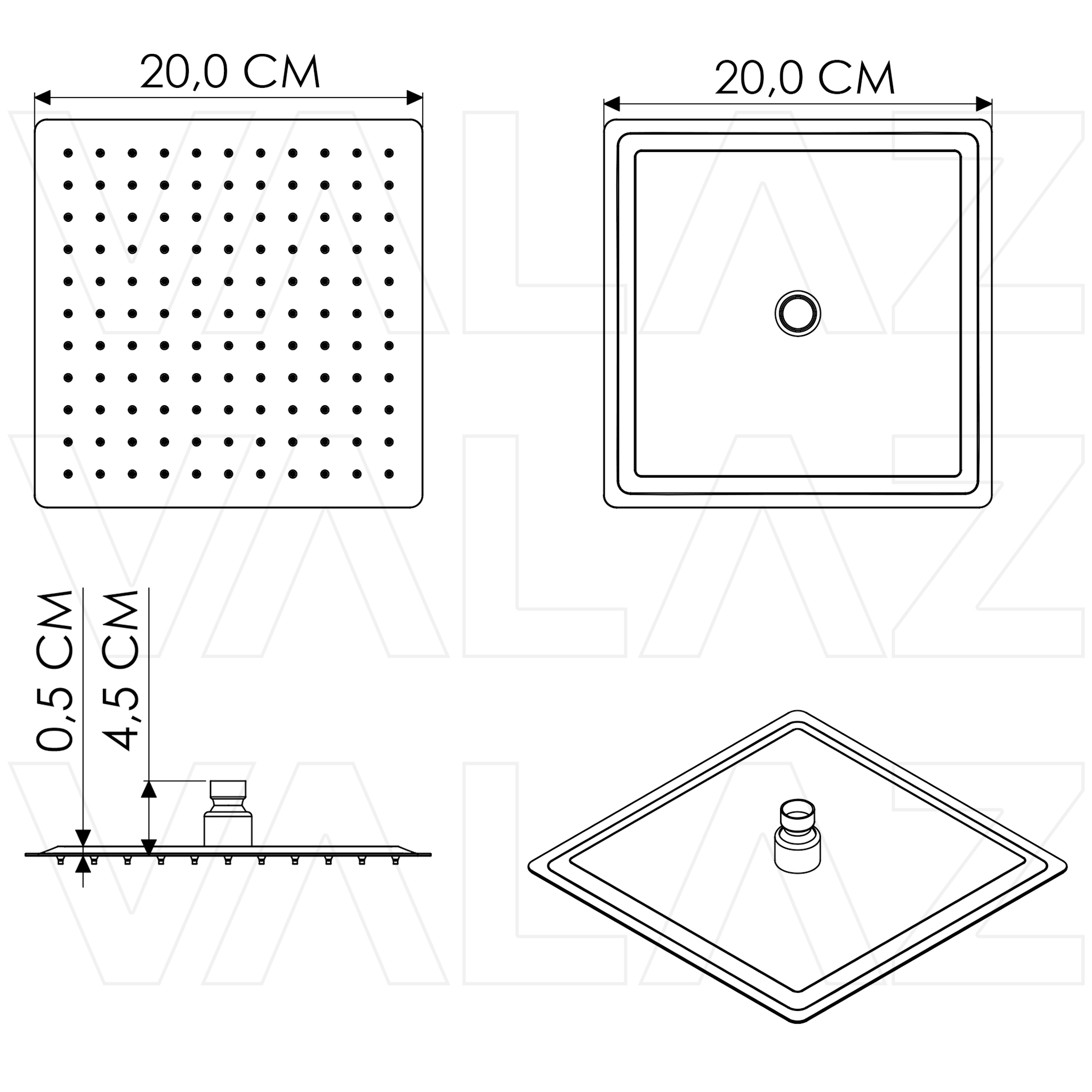 VidaXL Testa Doccia A Pioggia In Acciaio Inox 30x40 Cm Rettangolare