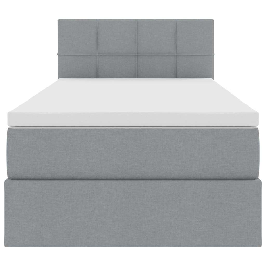 Lit avec rangement et matelas gris clair 90 x 190 cm velours - 7