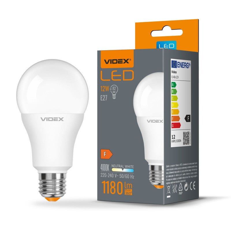 Żarówka E27 12W kulka mleczna Neutralna biel 4000K 1180lm Videx
