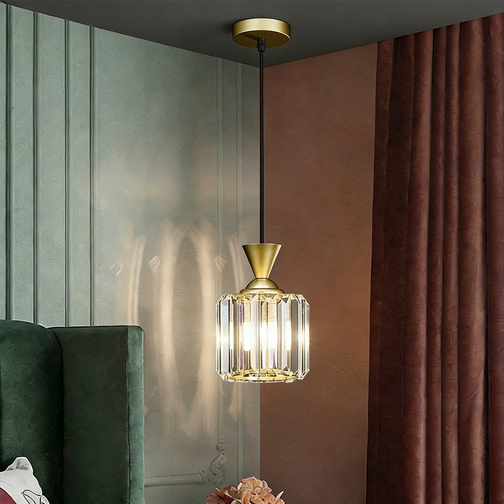 Lustre LED moderno, candeeiro de teto em cristal, candeeiro suspenso com altura ajustável, 3 temperaturas de cor 3000K-6000K (φ13cm, redondo) - 2