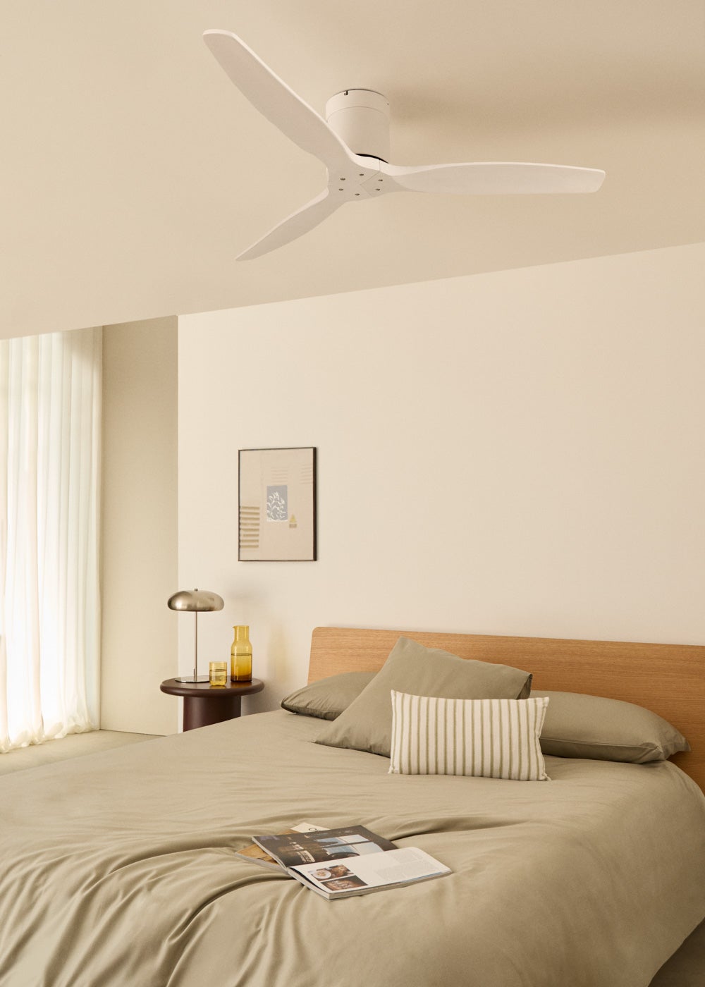 WIND CALM M - Ventilador de techo 40W silencioso con aspas de ABS técnico Ø132cm - Sin luz - sin WIFI - 3