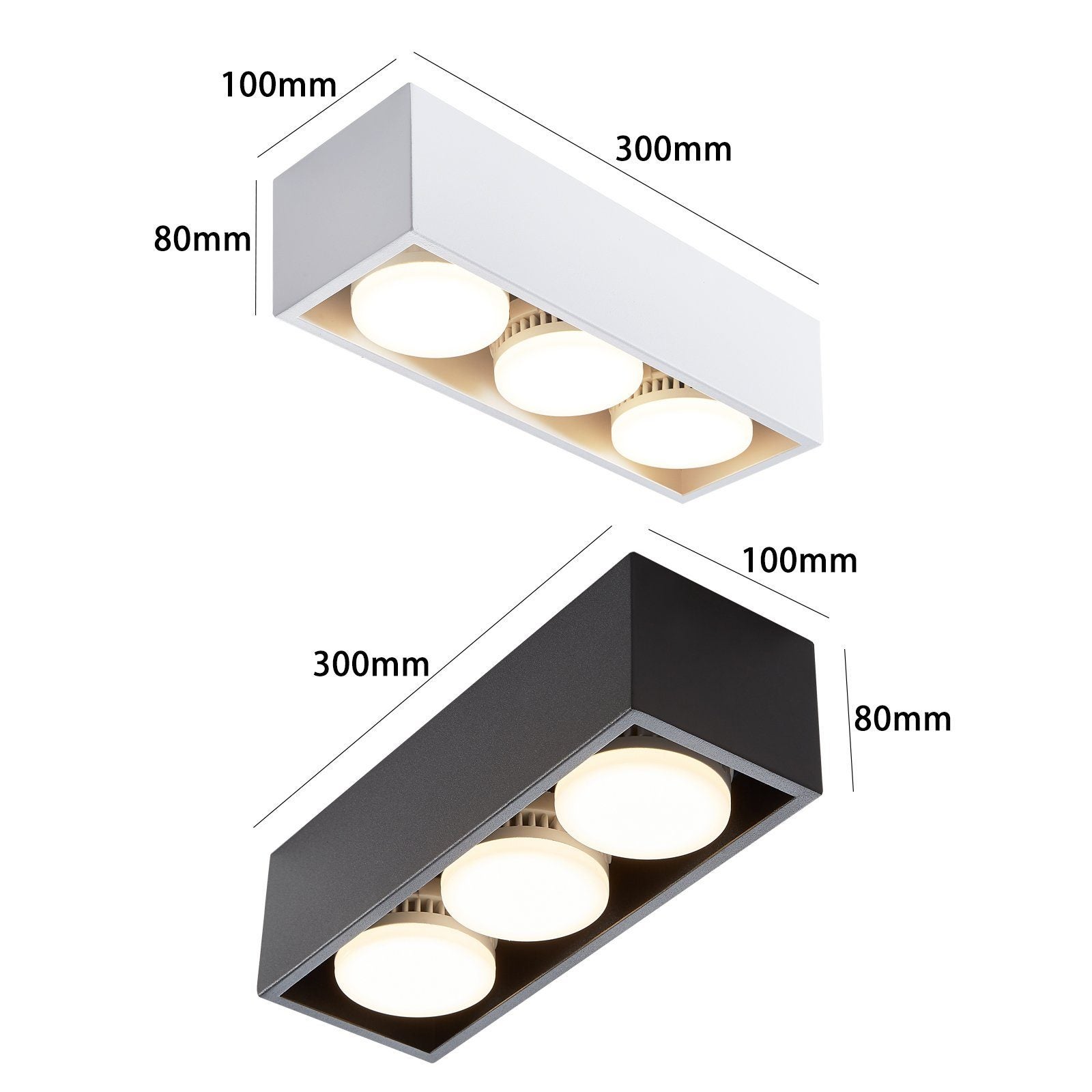 NETTLIFE 3 Plafones LED de Superficie Blanco Cálido Regulable Cuadrado 3x5W GX53 para Cocina Salón Comedor Dormitorio Pasillo - 8