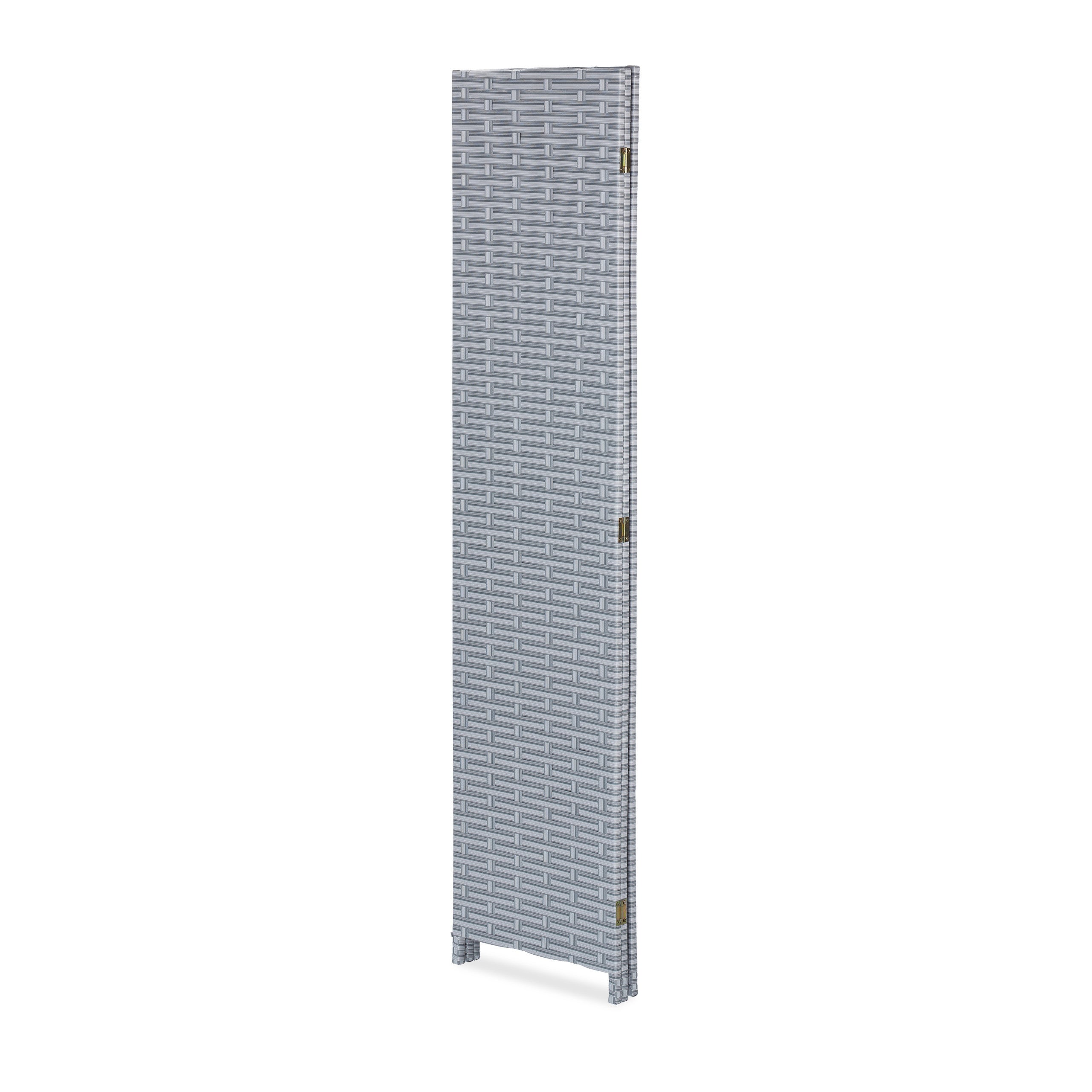 Paravent à 3 volets, brise-vue pliable, plastique et bois, H x L : 170 x 120 cm, pour intérieur, gris & blanc, Relaxdays - 6