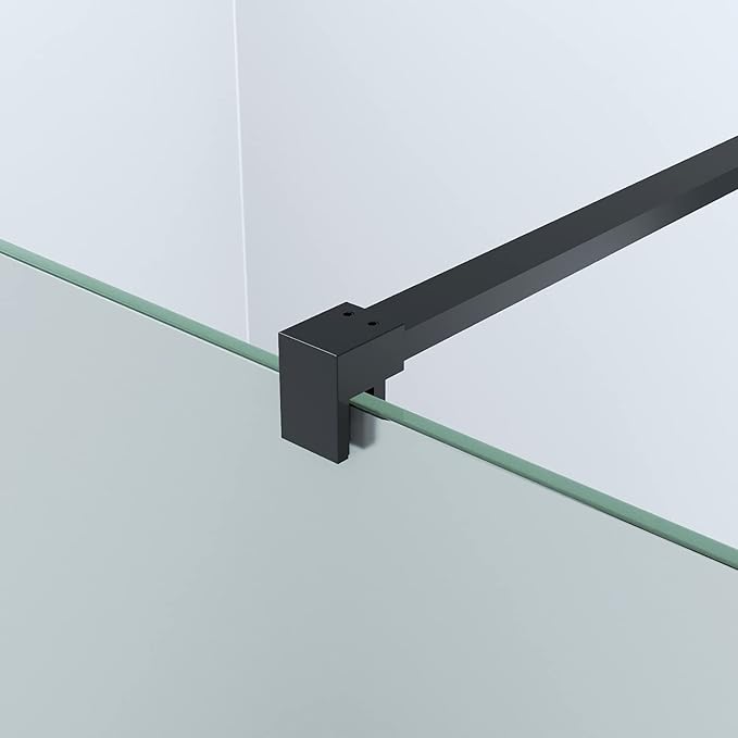 Mampara de ducha fija 60 cm translucida negro mate antical 8mm 200 cm alto - 5