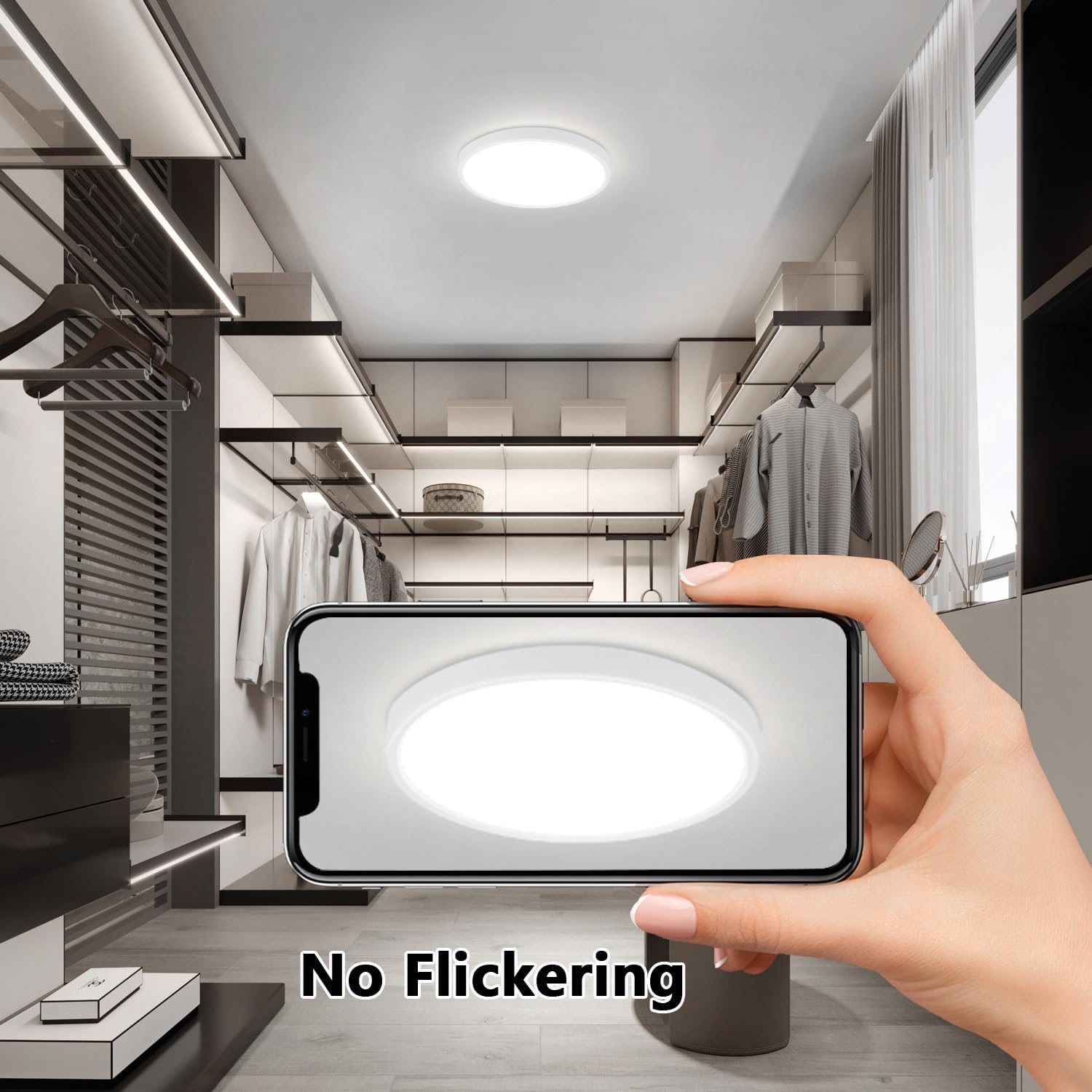NETTLIFE Panel de luz LED de techo iluminación de techo plana IP44 a prueba de salpicaduras blanco frío 15W - 4