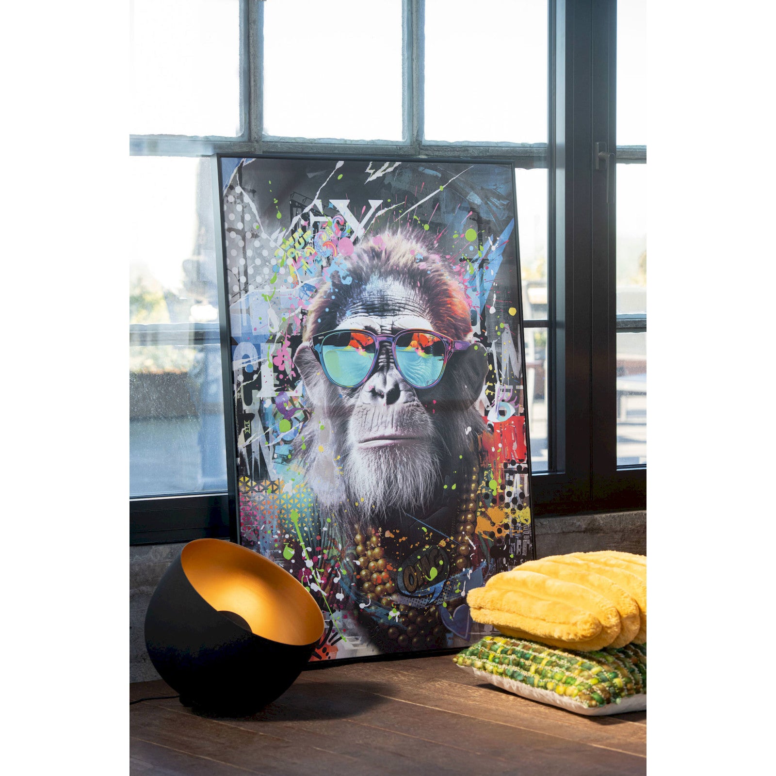 Startonight Tableau Toile Lumineuse Musique Singe Coloré - Double Vue 80x120cm Prêt à Accrocher