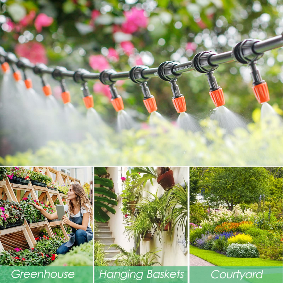 Système d'irrigation Jardin, 200Pcs Kit d'irrigation Goutte, Kit d'irrigation Goutte à Goutte Automatique avec 50m Tuyau. - 5