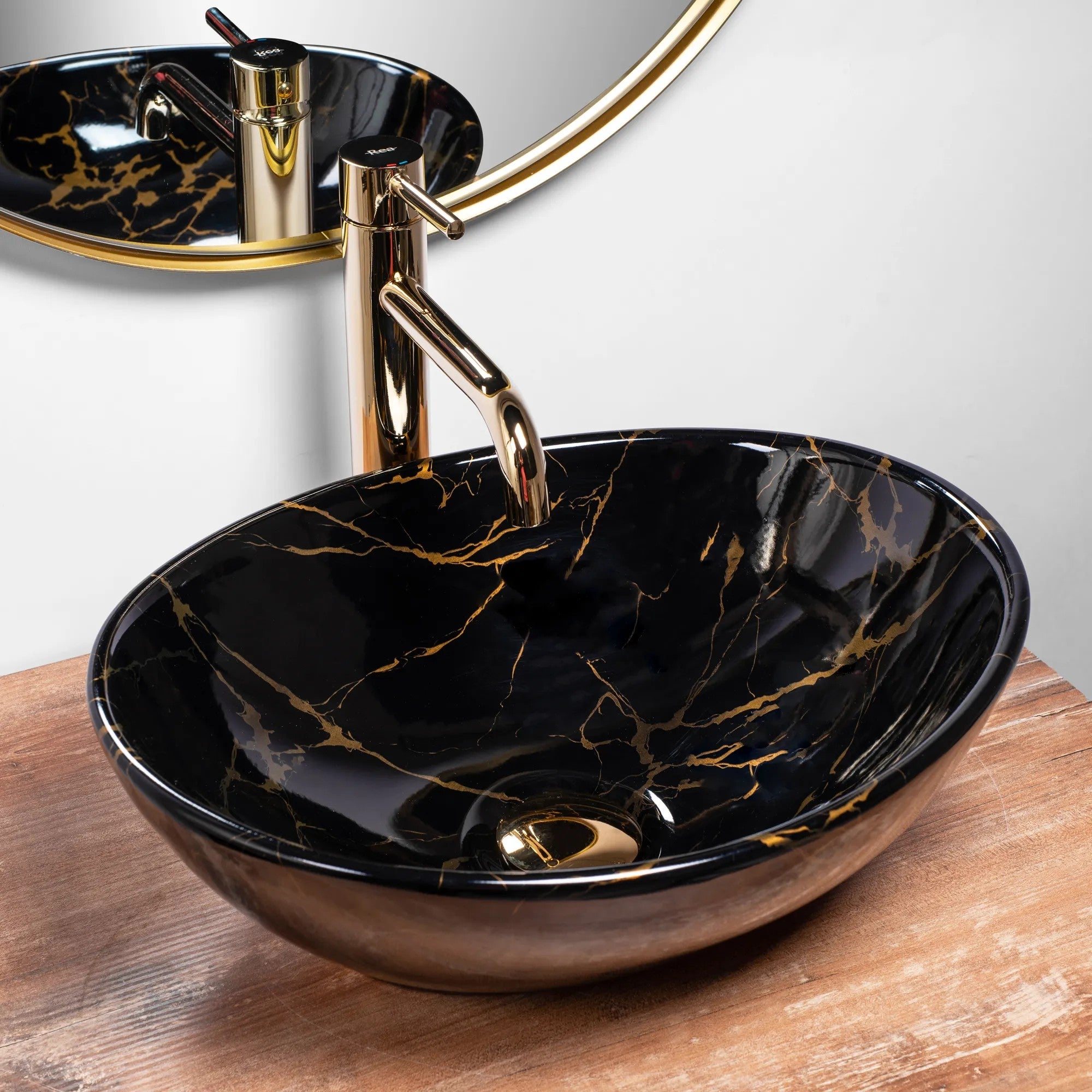 VASQUE À POSER REA SOFIA MARBLE SHINY BLACK 41X34,5X15CM - 4