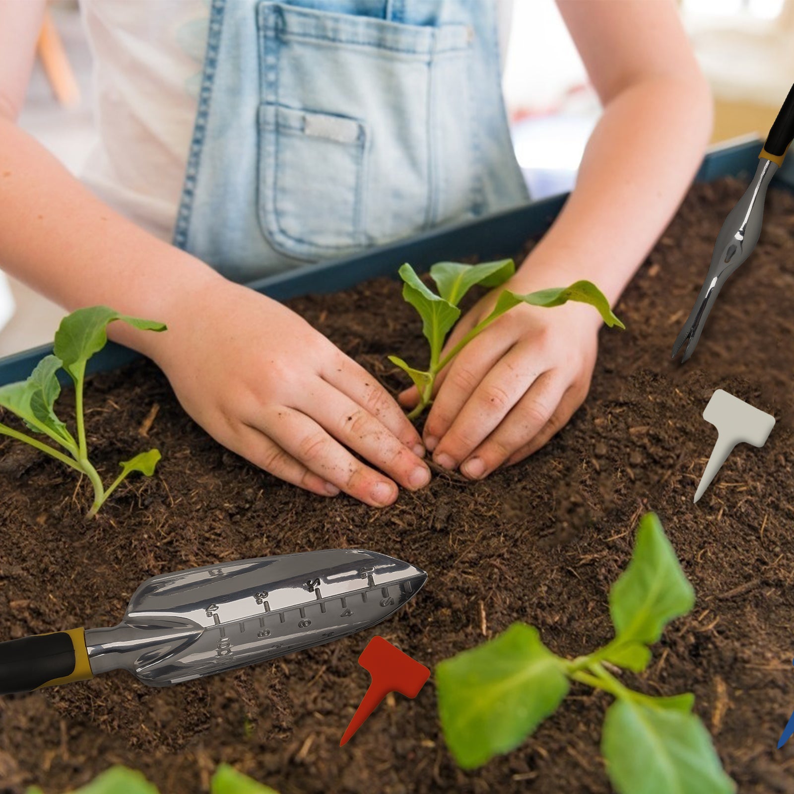 Outils de Jardinage, 12 Pièces Kit Outils Jardinage Adulte en Aluminium Antirouille,Outils de Jardin avec Sécateur,Fourchette - 8