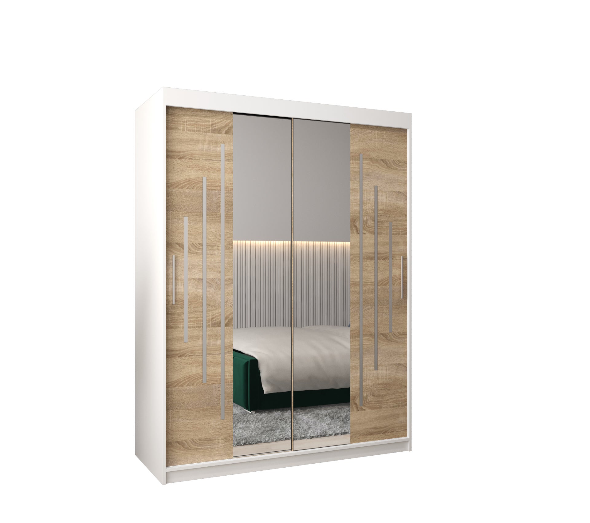 Szafa przesuwna garderoba York 1 150 x 62 x 200 cm Biały + Sonoma - Abiks Meble
