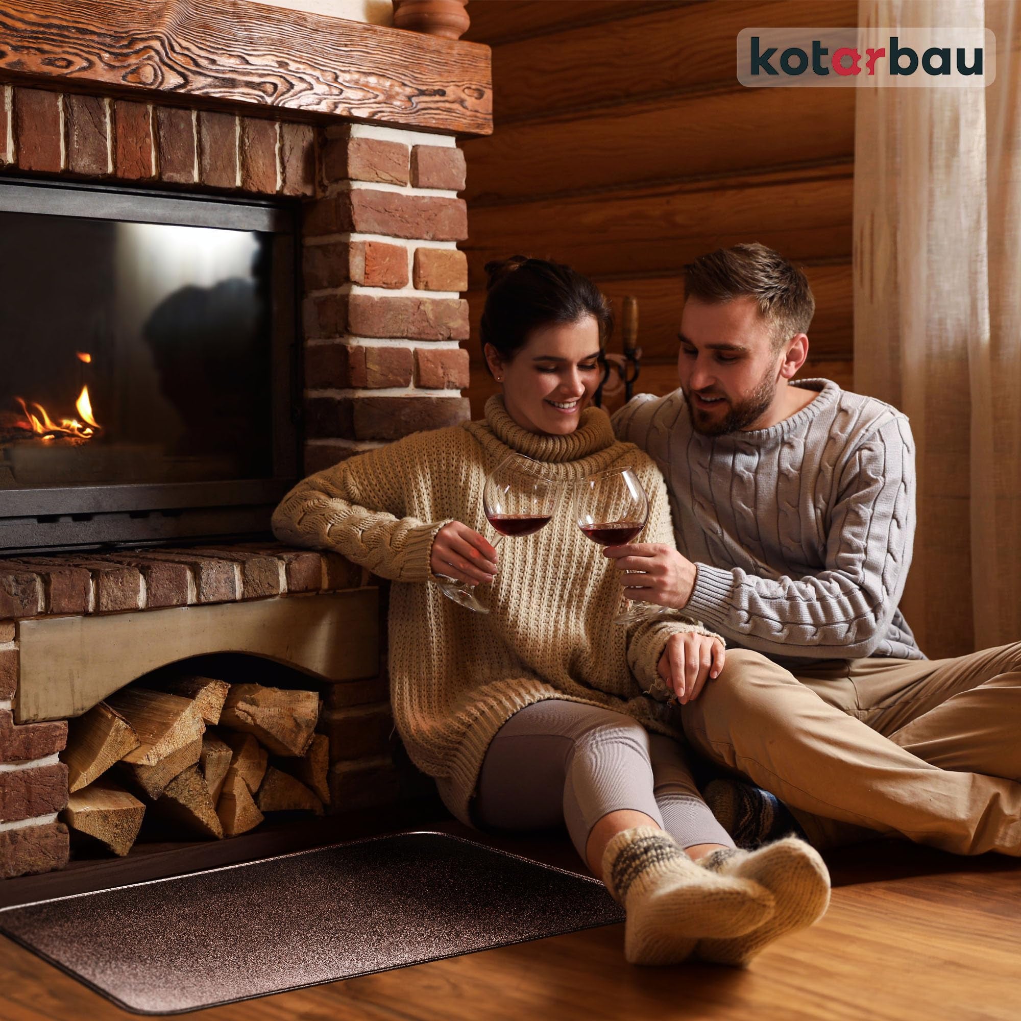 Plaque de protection de sol pour poêles et cheminées 60 x 80 cm - en acier - Cuivre antique - Protection Anti-Étincelles pour Foyers - KOTARBAU - 6