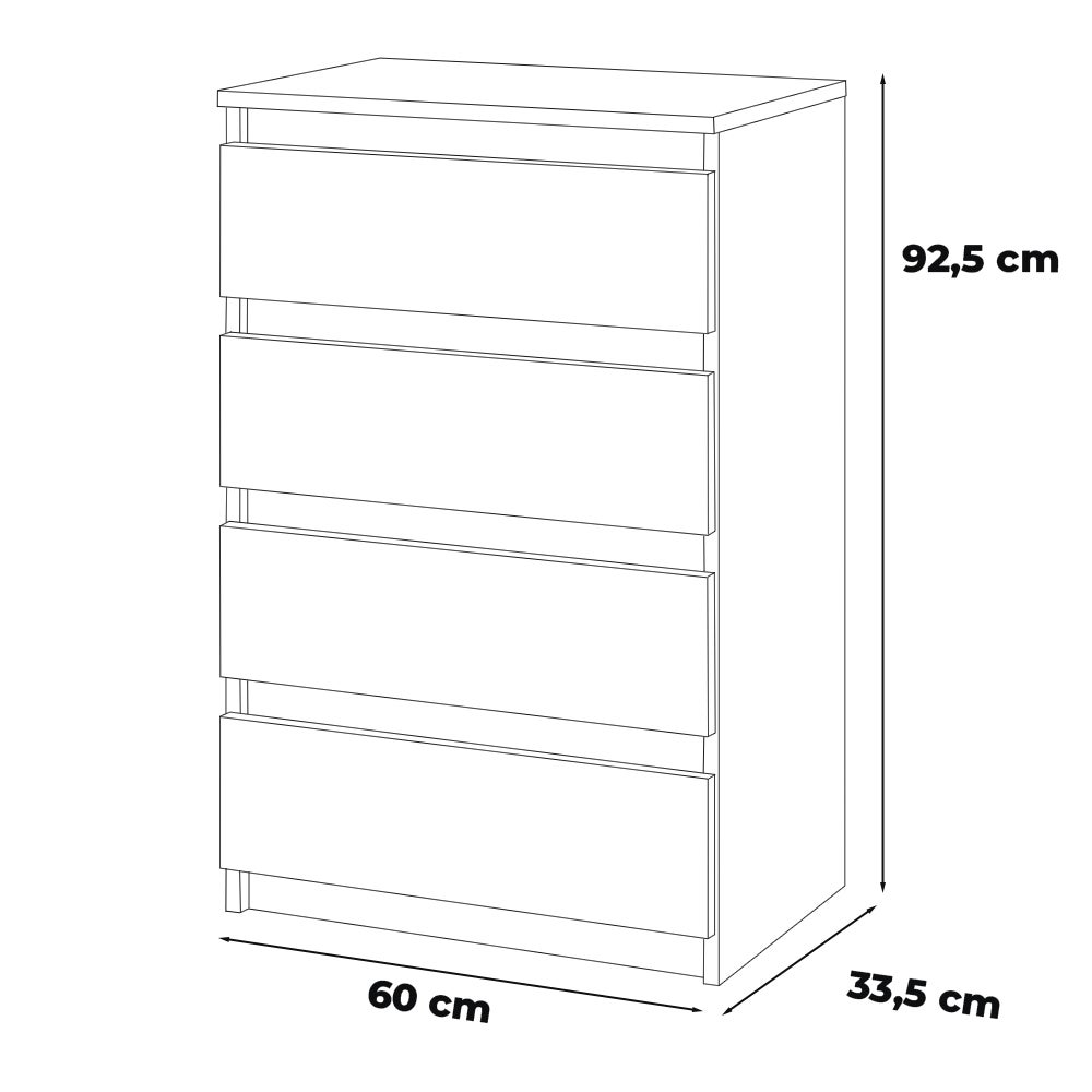 Komoda biała mat 4 szuflady nowoczesna szafka do salonu 60cm młodzieżowa - 2