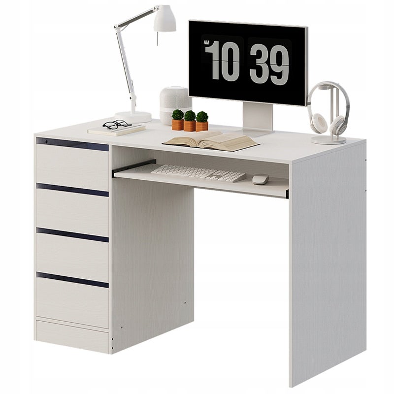 Biurko komputerowe stolik białe młodzieżowe nowoczesne z szufladami I półką