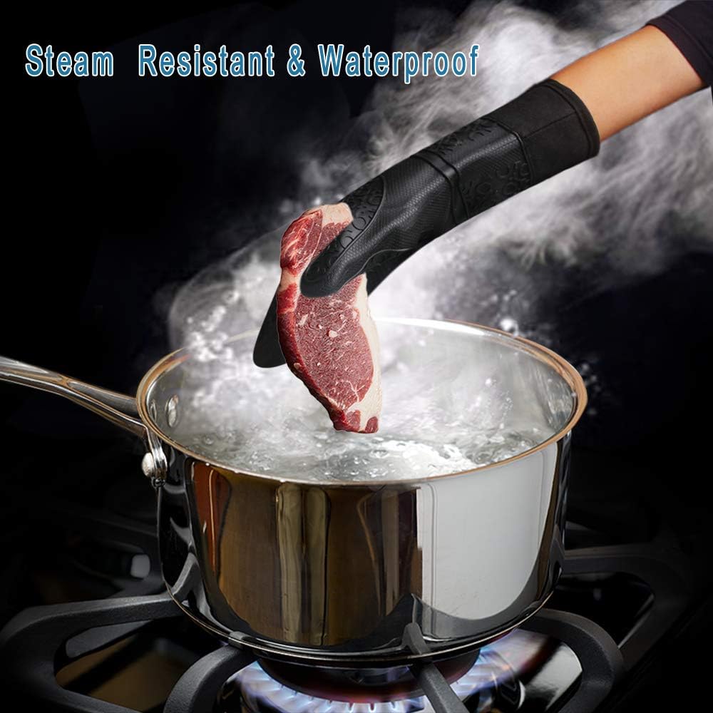 Gants de cuisine extensibles en silicone, gants de cuisine professionnels, gants antidérapants résistants à la chaleur pour la pâtisserie, la cuisine - 4