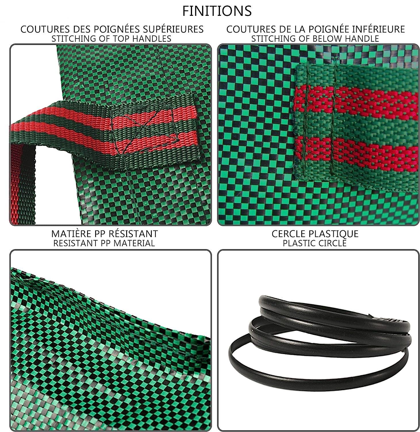 6X Sacs à Déchets de Jardin Avec Poignées - 272L Haute Capacité et Double Fond - Stable Aux UV et Hydrofuge - Sac de Jardin Réutilisable et Stable - 3