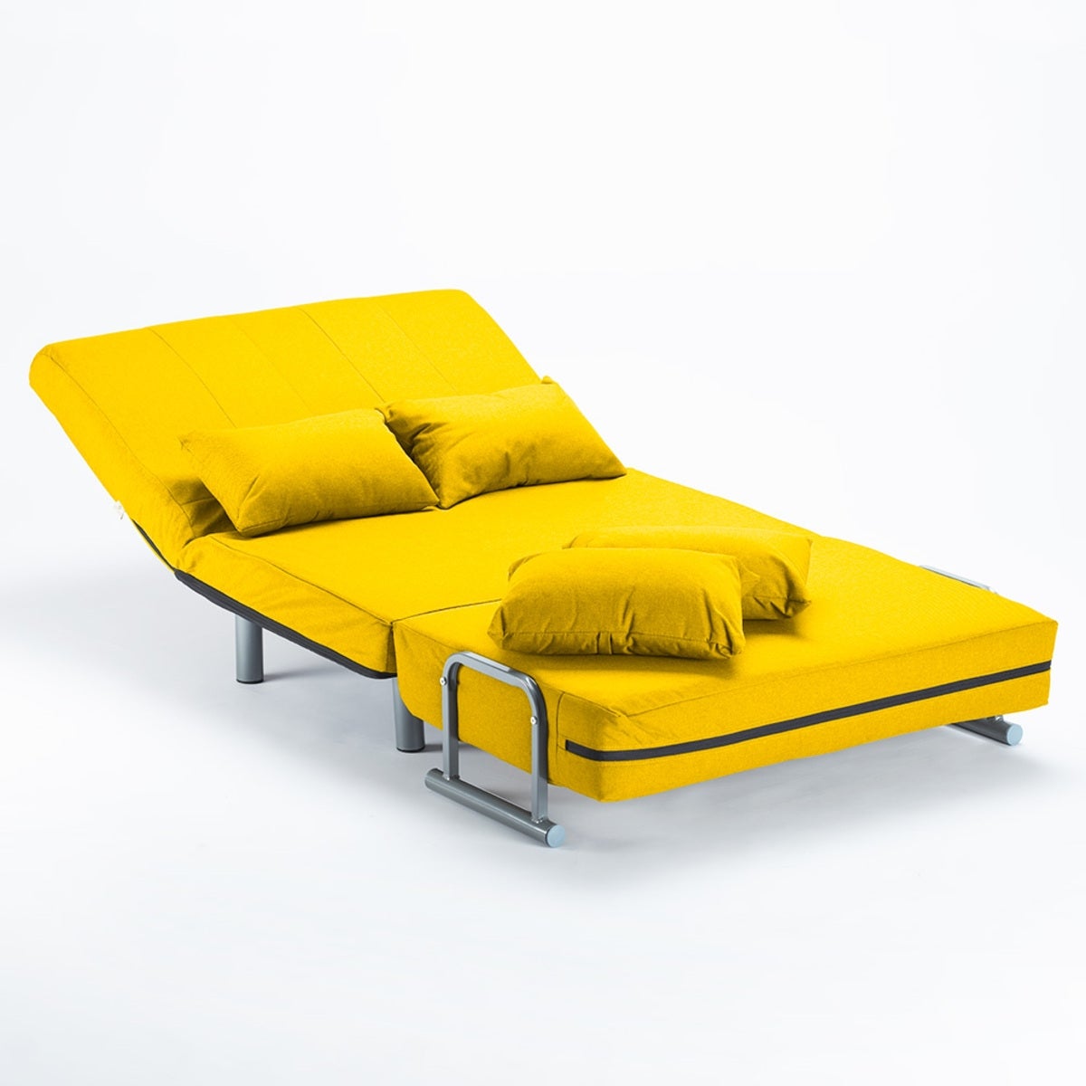 Divano poltrona letto piazza e mezza pieghevole tessuto Deborah Twin - Giallo - 5