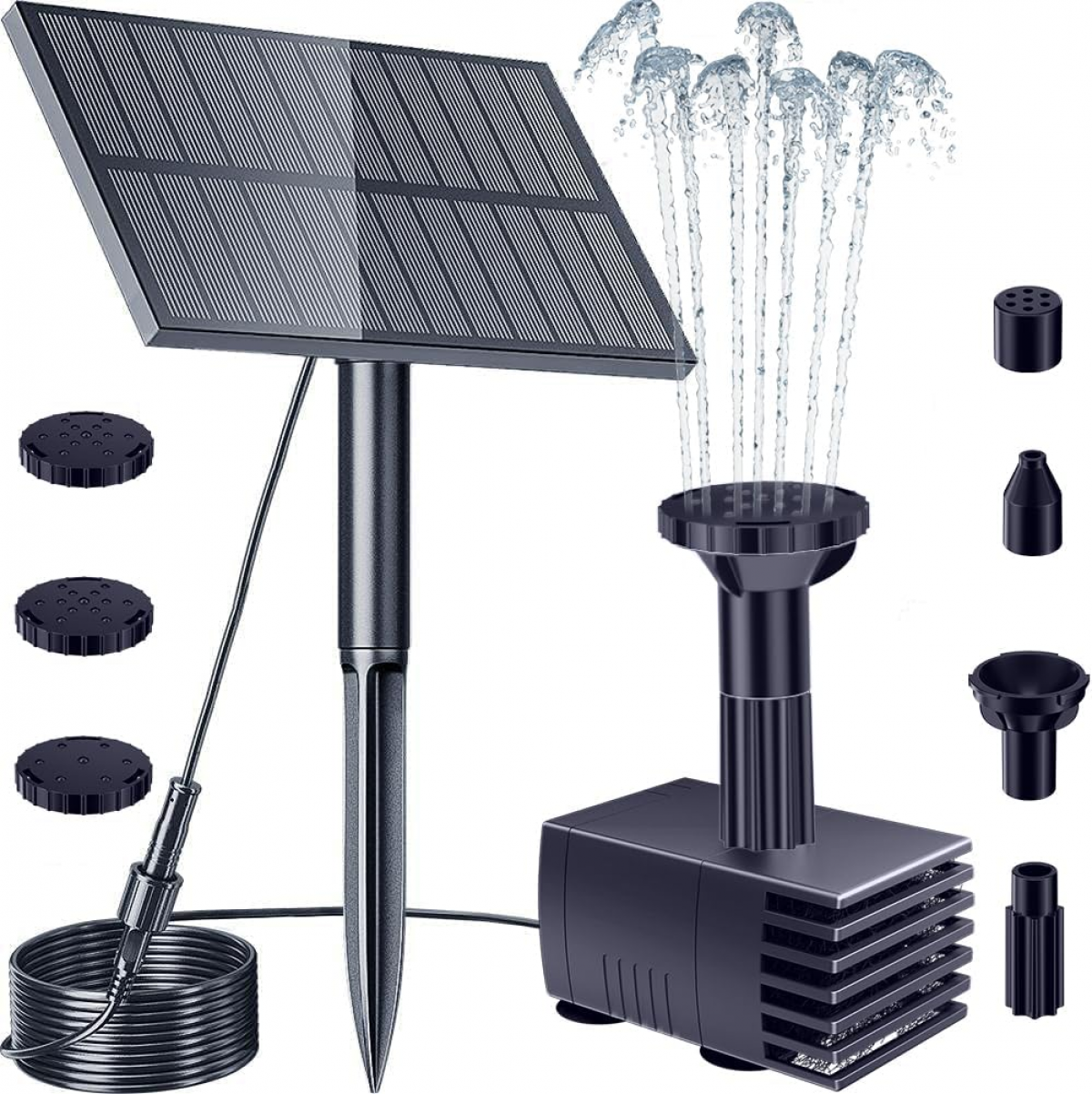 Bomba de agua solar para exteriores, bomba de fuente, adecuada para estanques de aves y pequeños estanques de jardín.