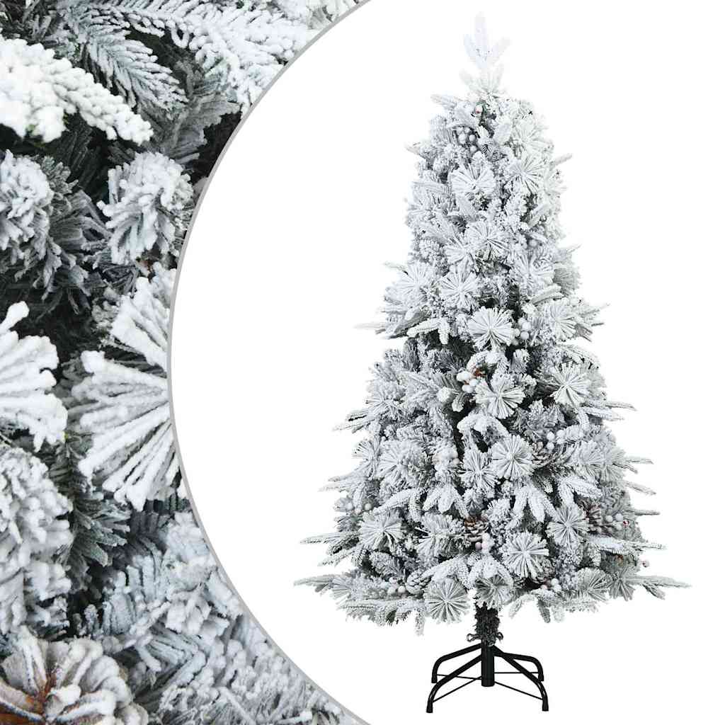 Sztuczna choinka z zawiasami z podstawą Zielono-biały 120 cm