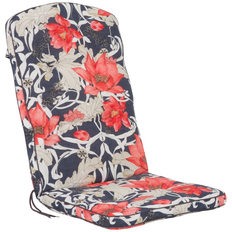 Poduszka na krzesło ogrodowe 111 x 48 cm Szafir czerwone kwiaty PATIO