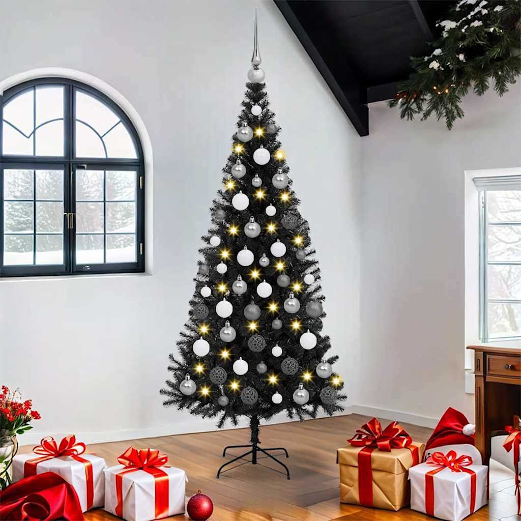 Choinka z 300 diodami LED z podstawą Czarny 180 cm PVC vidaXL