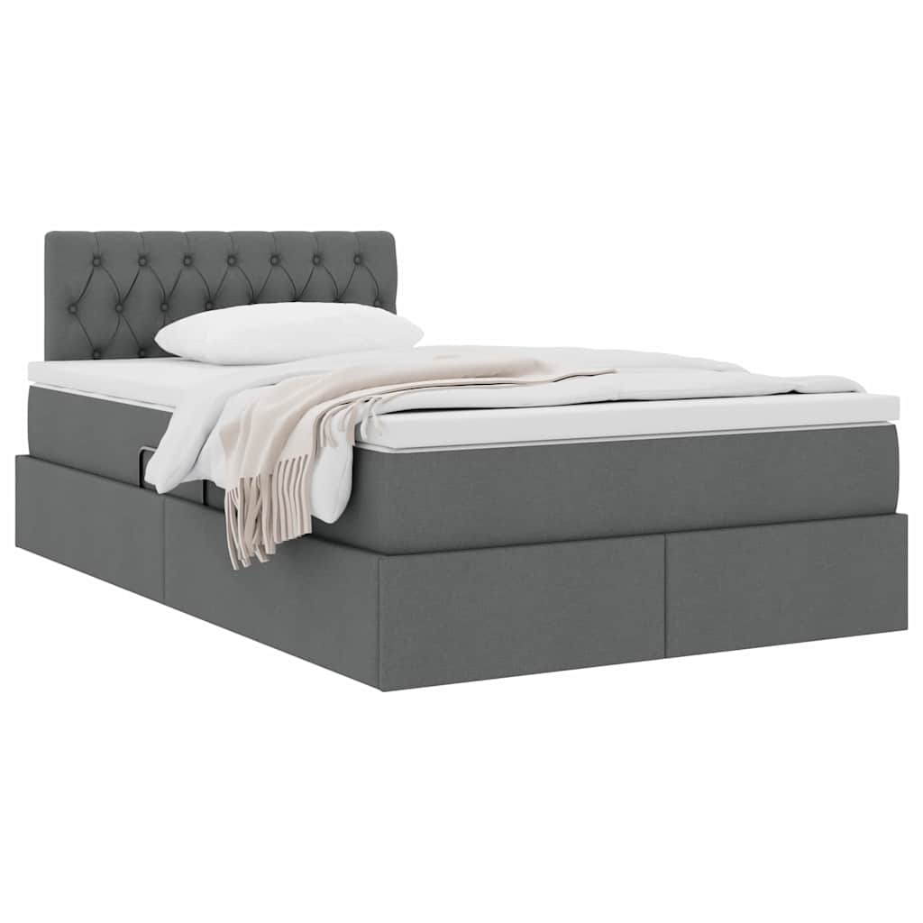 Lit avec rangement et matelas, gris foncé, 120 x 200 cm, velours - 3