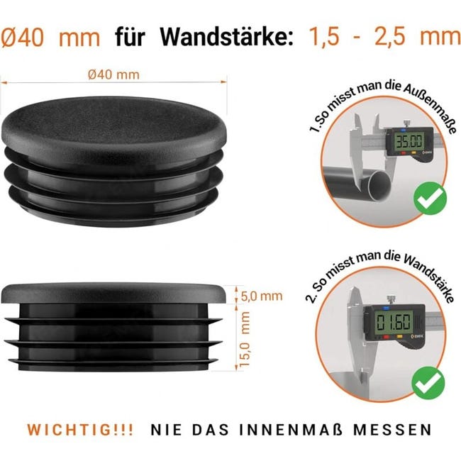 10 Tapones Negros Para Perfiles De Aluminio 40x40 Mm - Plástico ABS, Protección Para Muebles Y Estructuras