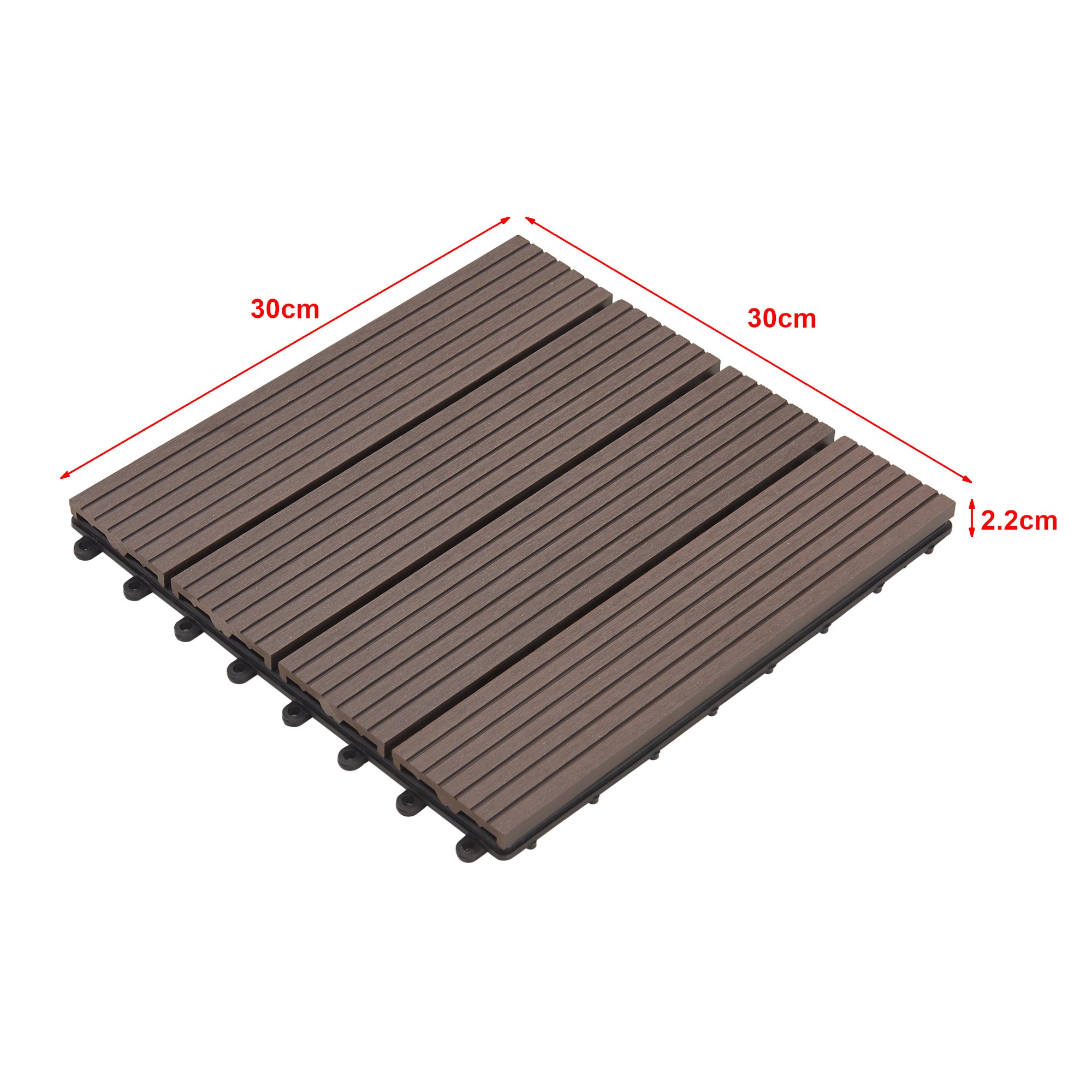 Set de 11 dalles de jardin Schramberg en bois composite 1m² 30 x 30 x 2,2 cm marron foncé [en.casa] - 3