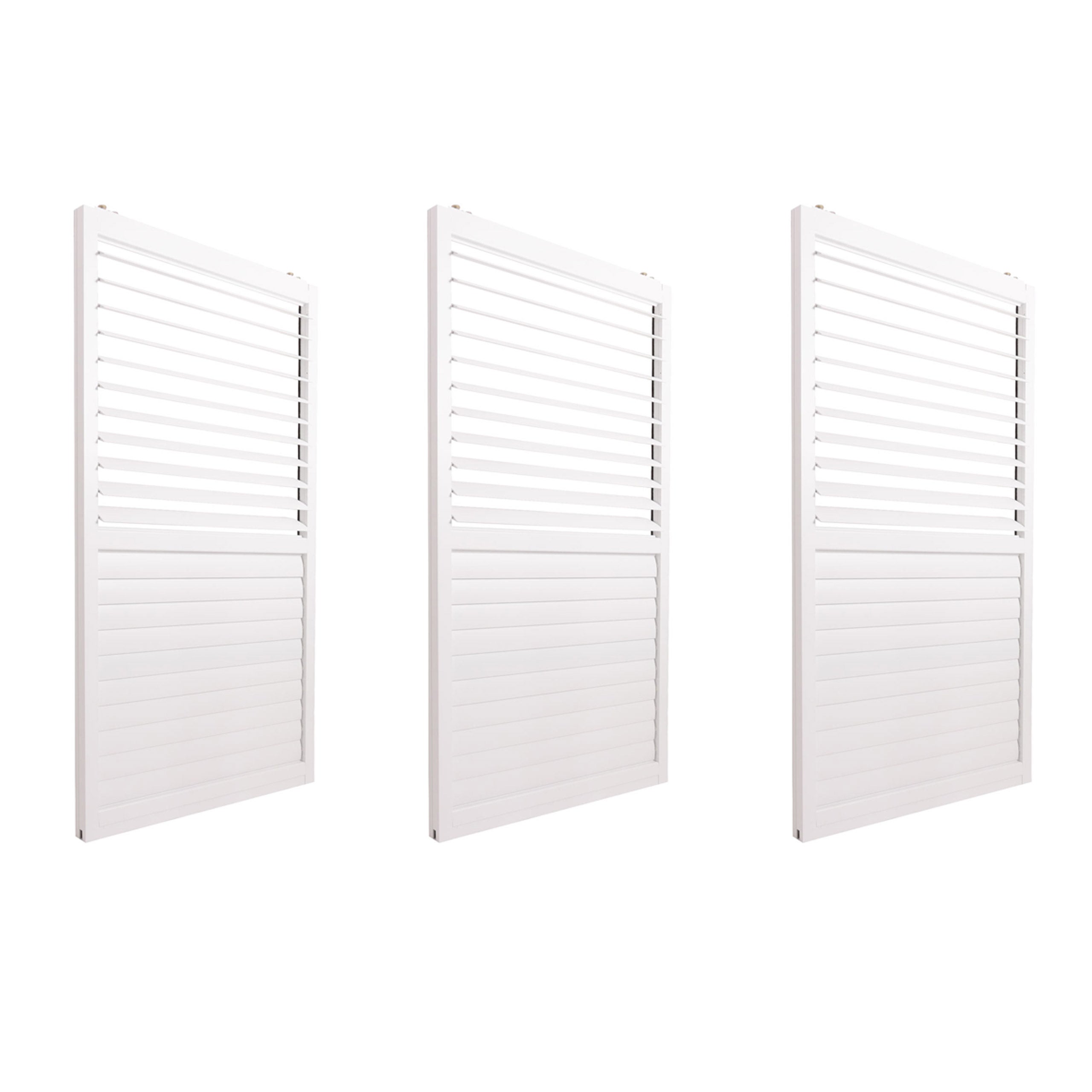 Zestaw 3 aluminiowych drzwi przesuwnych do pergoli HWC-L46, zadaszenie patio, moduł panelu listwowego, 206x272cm ~ biały