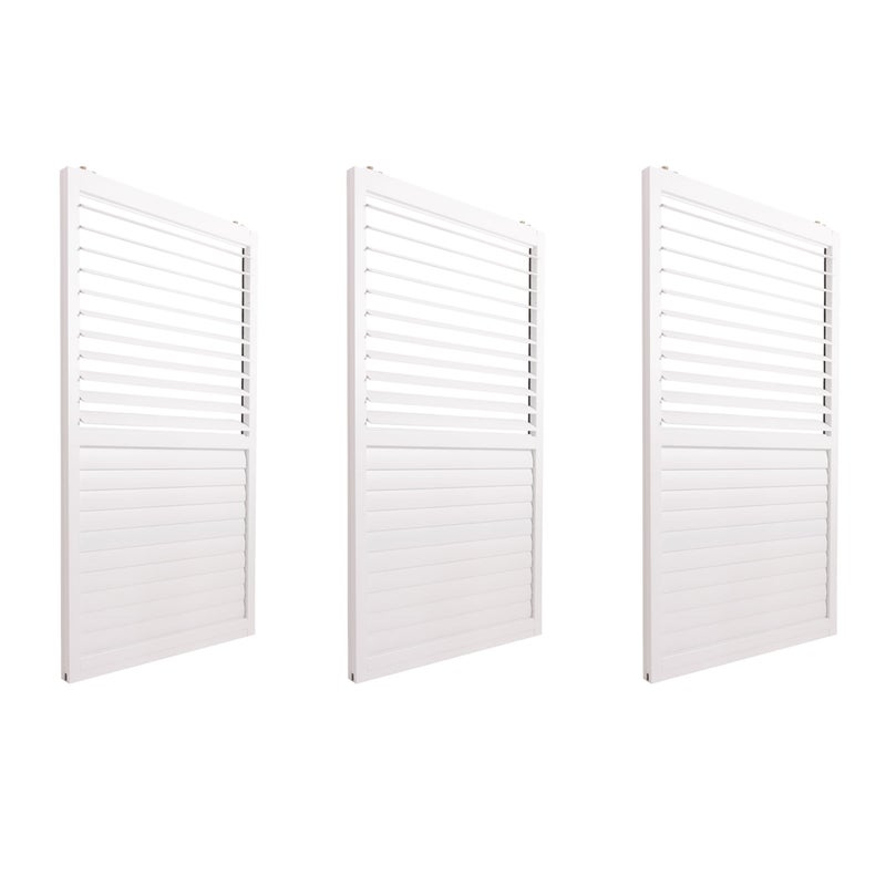 Zestaw 3 aluminiowych drzwi przesuwnych do pergoli HWC-L46, zadaszenie patio, moduł panelu listwowego, 206x272cm ~ biały