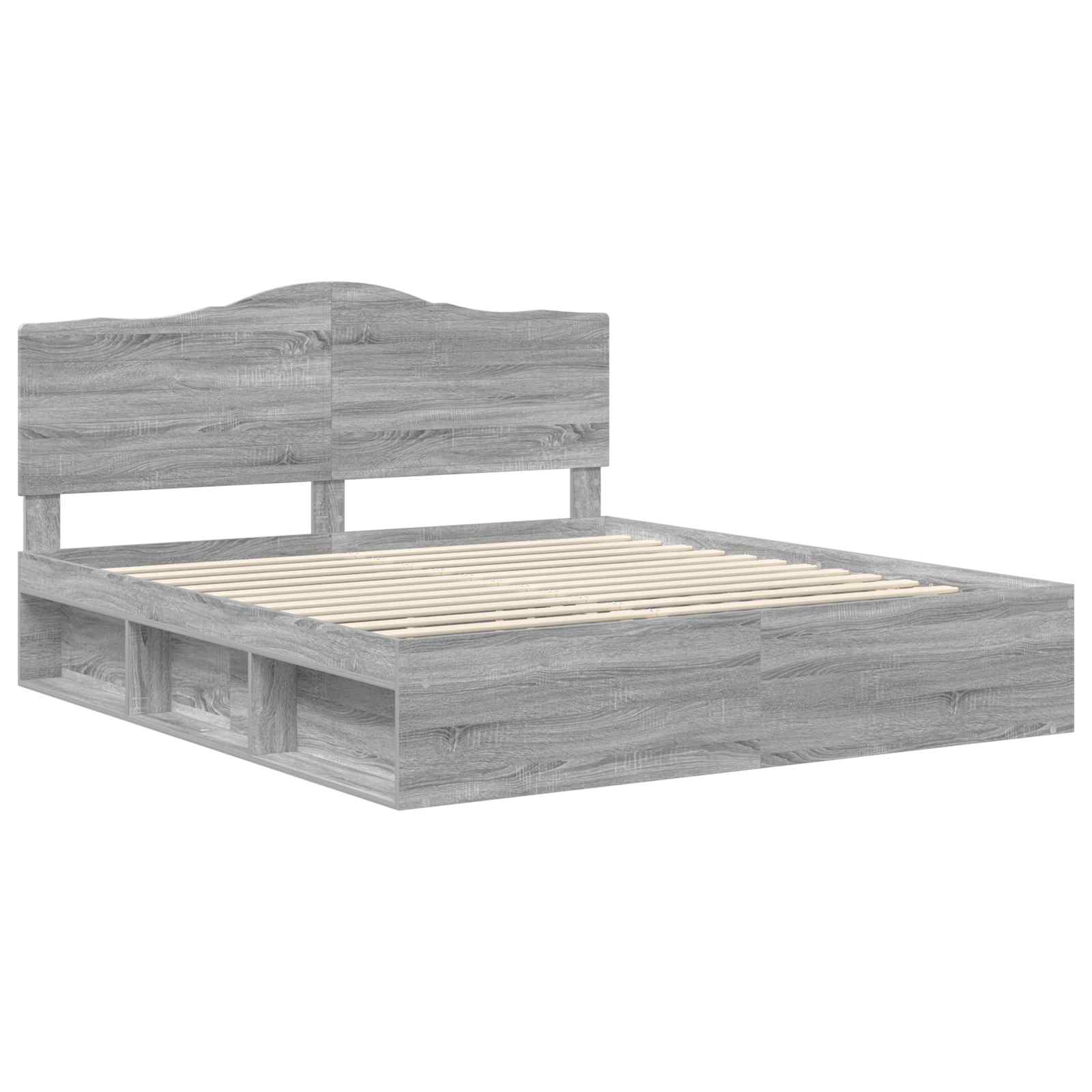 Cadre de lit gris en pin massif pour la chambre, 180 × 200 cm - 4