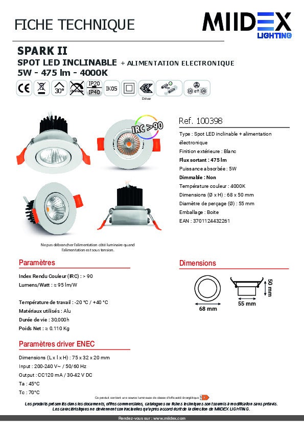 Kit De Spot LED Orientable Osram 7W 4000K Blanc Neutre - Neuf En Boîte
