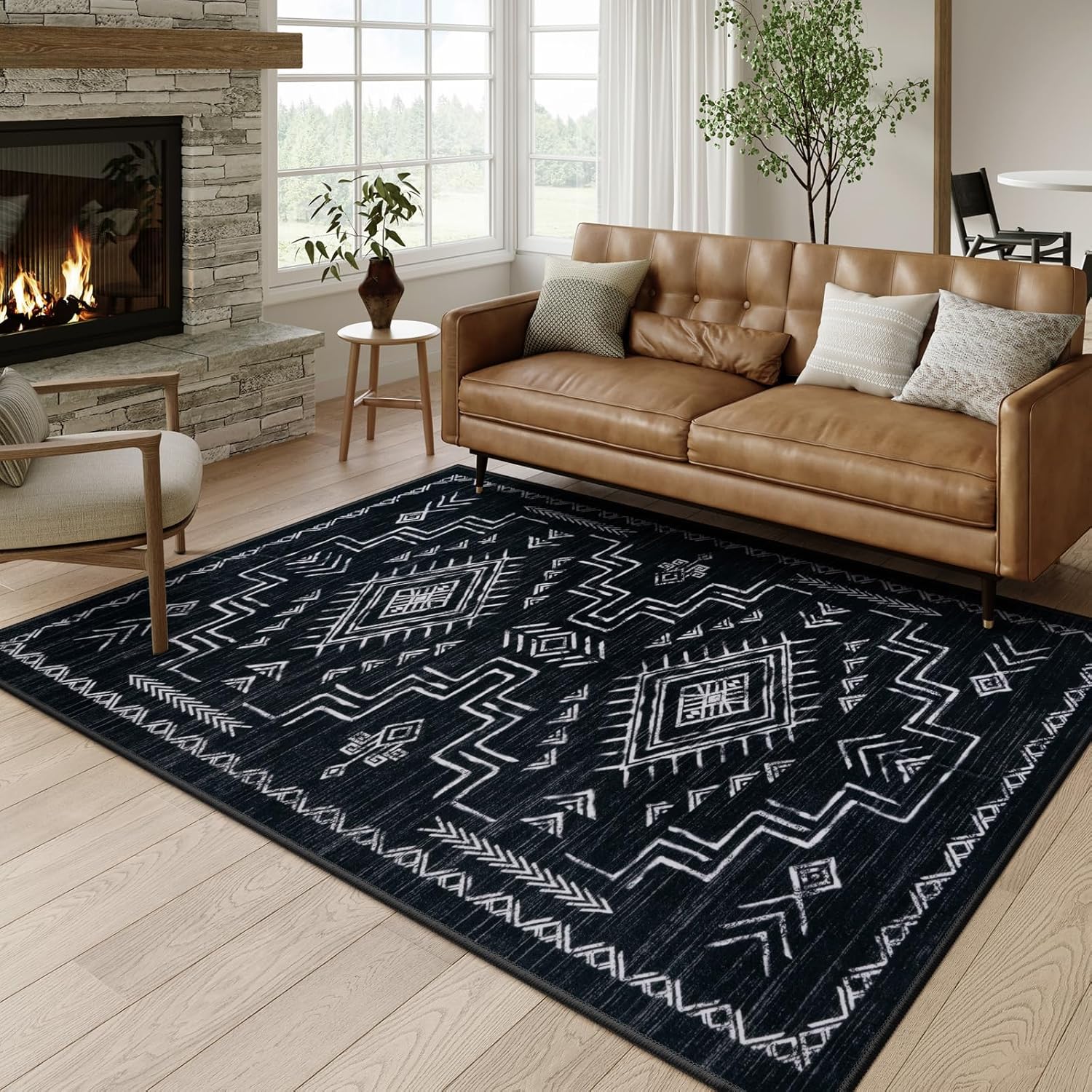 Tapis imitation léopard de style nordique, lavable, non