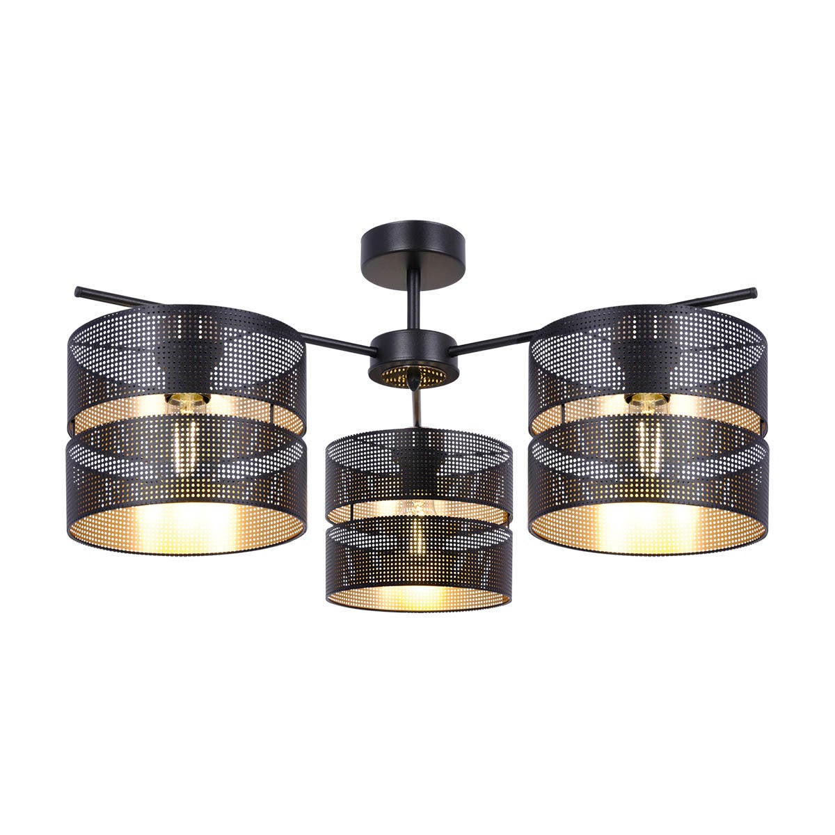 Lampa wisząca MALAVI czarno-złota 3xE27x20W metal wym:31x57x57cm IP20 Kaja