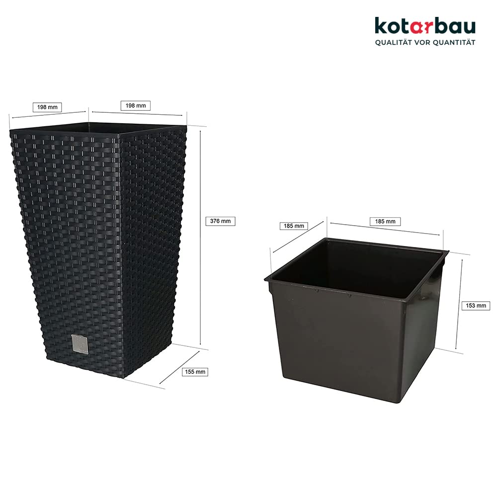 Doniczka rattan osłona donica antracyt 375 + wkład - KOTARBAU - 2