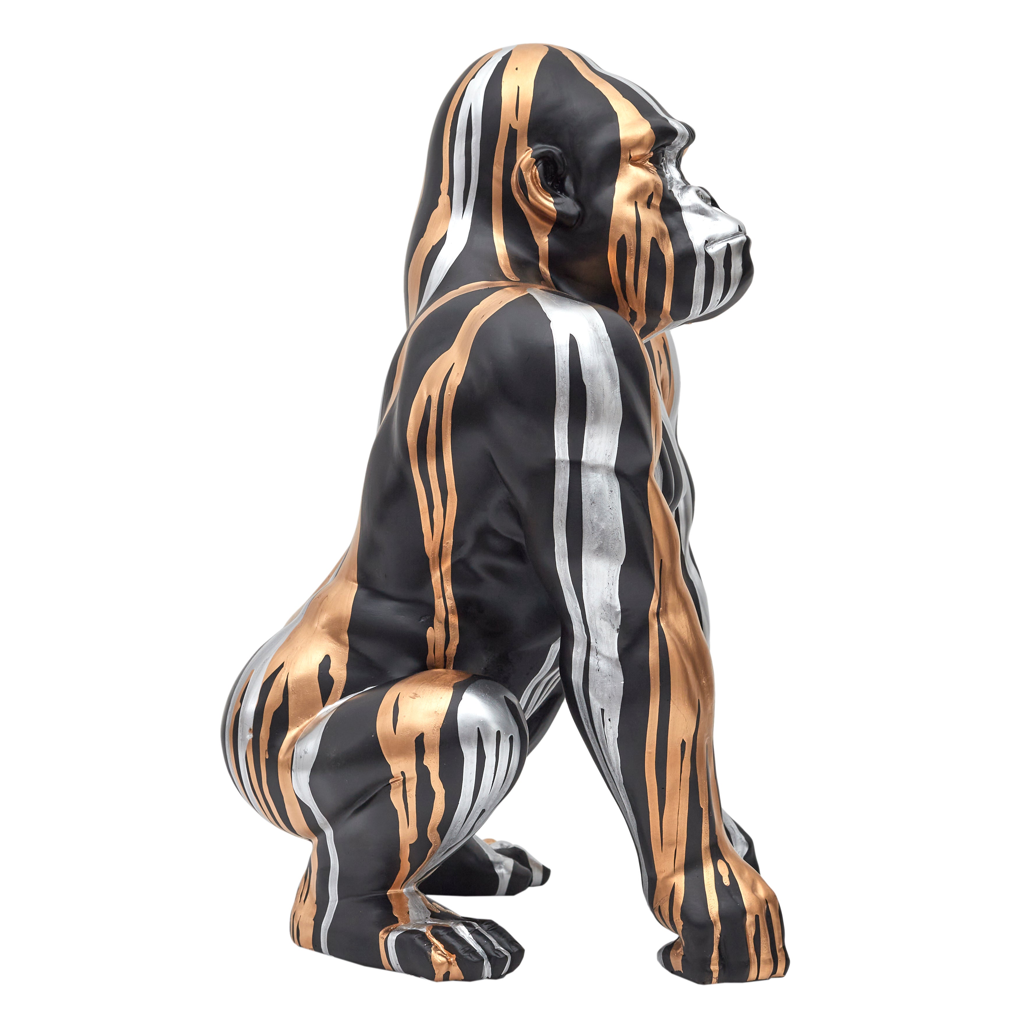 Statue - Home Deco Factory - Contemporaine - Métallisée - Noir Et Or Et Argent - H45 X L29,5 X P28 Cm - 3